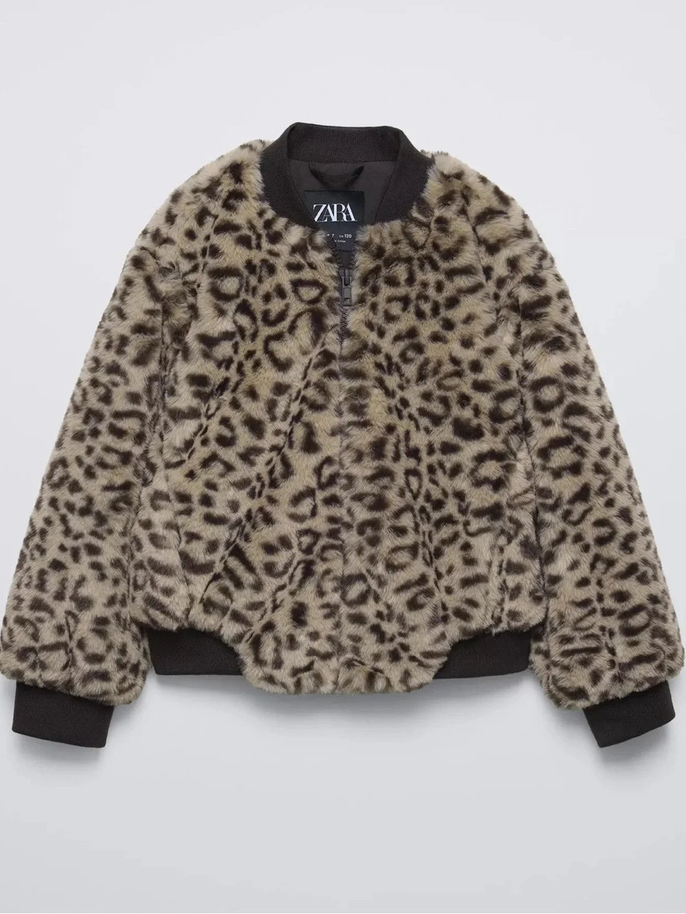 Zara Kids Leopard Faux Fur Bomber Jacket 9-10Y